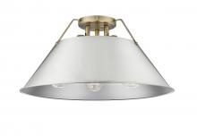  3306-3FM AB-PW - Orwell AB 3 Light Flush Mount in Aged Brass with Pewter shade